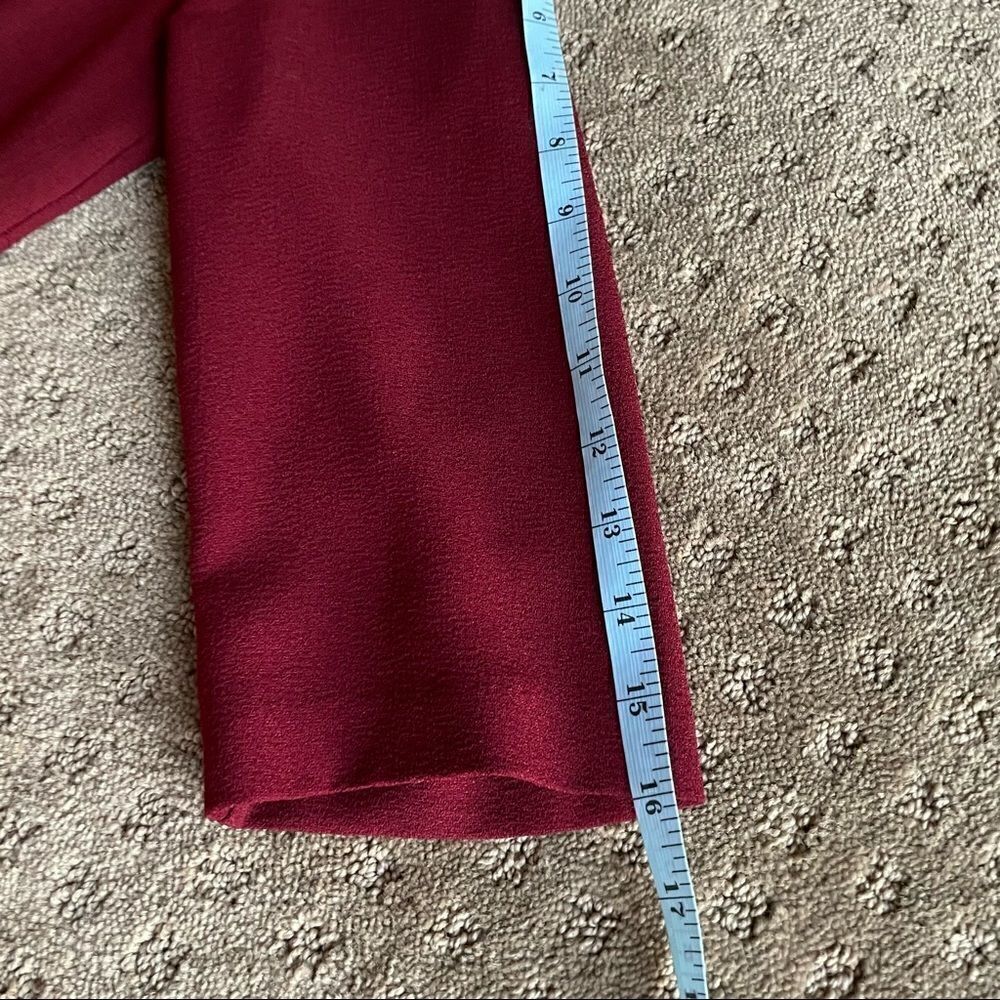 promod Burgundy Drop Waist Mini Dress with Faux Pockets and 3/4 Sleeves EU 38 - Picture 11 of 15